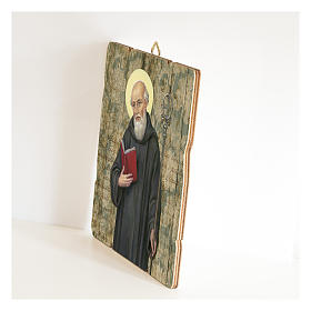 Obraz Św. Benedykt retro drewno profilowany brzeg haczyk