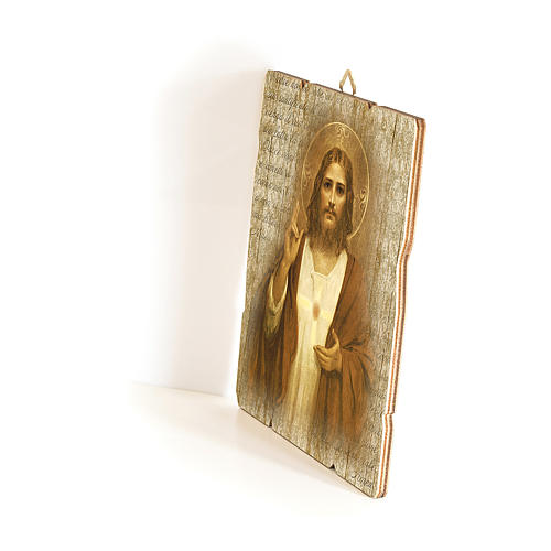 The Sacred Heart of Jesus painting in wood 35x30 cm 2