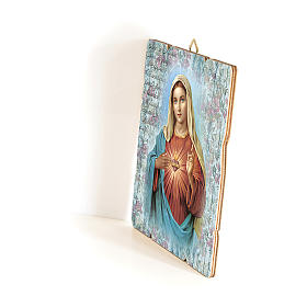 The Immaculate Heart of Mary moulded wood painting with hook on the back 35x30 cm