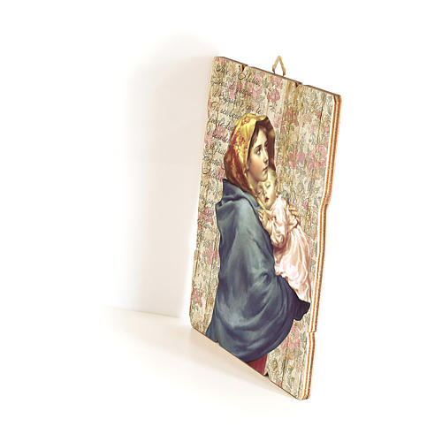 Our Lady with Baby Jesus of Ferruzzi painting in moulded wood with hook on the back 35x30 cm 2