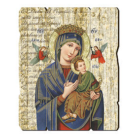 Quadro in Legno Sagomato gancio retro Madonna Perpetuo Soccorso 35x30