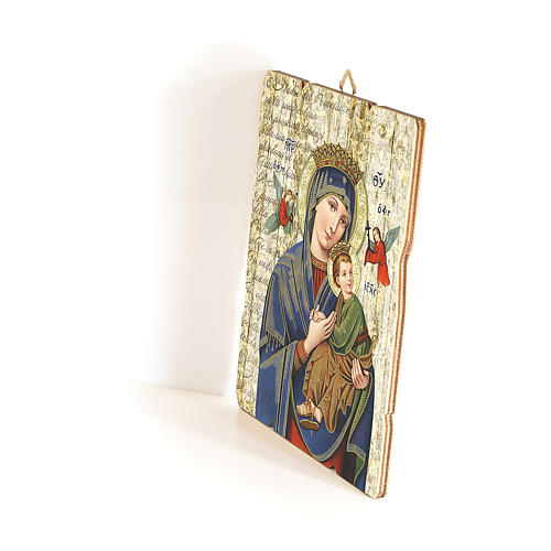 Obraz z drewna zawieszka z tyłu Madonna Nieustającej Pomocy 35x30 2