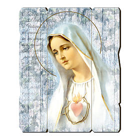 Our Lady of Fatima painting in moulded wood with hook on the back 35x30 cm