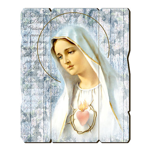 Our Lady of Fatima painting in moulded wood with hook on the back 35x30 cm 1
