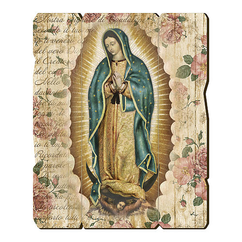 Obraz z drewna zawieszka z tyłu Madonna z Guadalupe 35x30 1