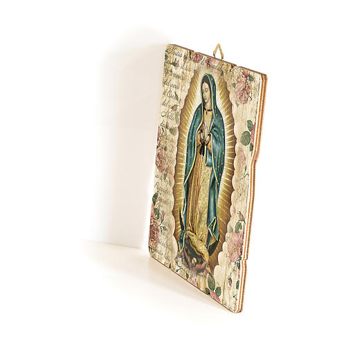 Obraz z drewna zawieszka z tyłu Madonna z Guadalupe 35x30 2