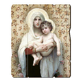 Bild aus Holz retro Maria mit dem Jesuskind nach Bouguereau, 35x30 cm
