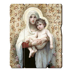 Cadre en bois profilé crochet arrière Vierge Enfant Bouguereau 35x30 cm