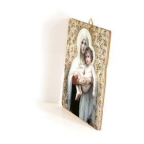 Quadro in Legno Sagomato gancio retro Madonna Bambino Bouguereau 35x30