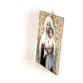 Our Lady with Baby Jesus Bouguereau painting in moulded wood with hook on the back 35x30 cm