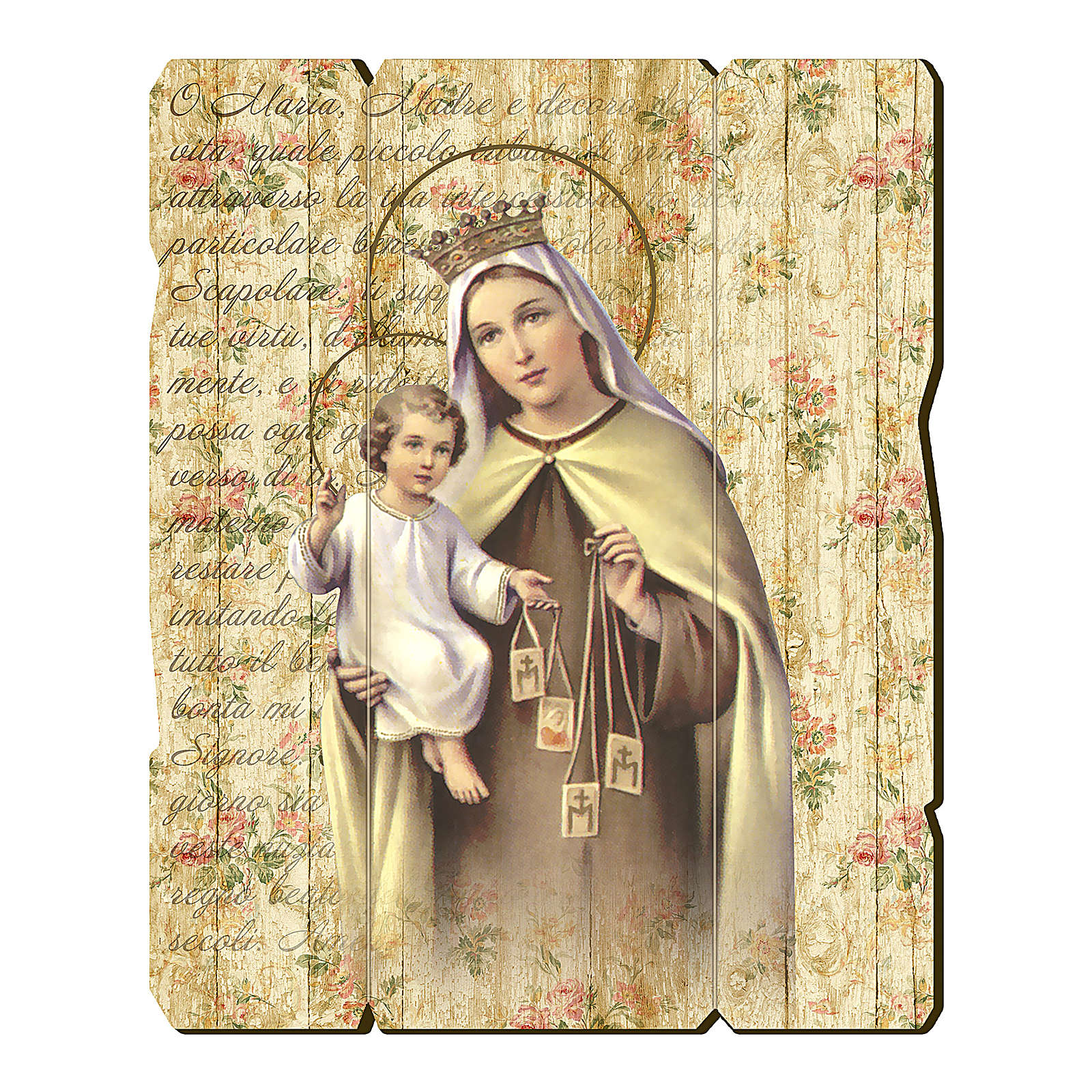 Our Lady of Mount Carmel painting in moulded wood with hook | online ...