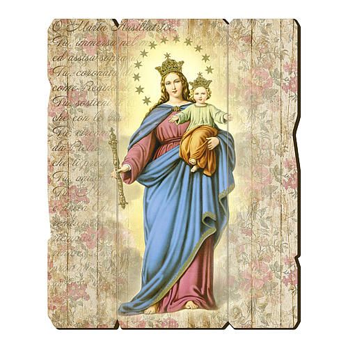 Mary Help of Christians painting in moulded wood with hook on the back 35x30 cm 1