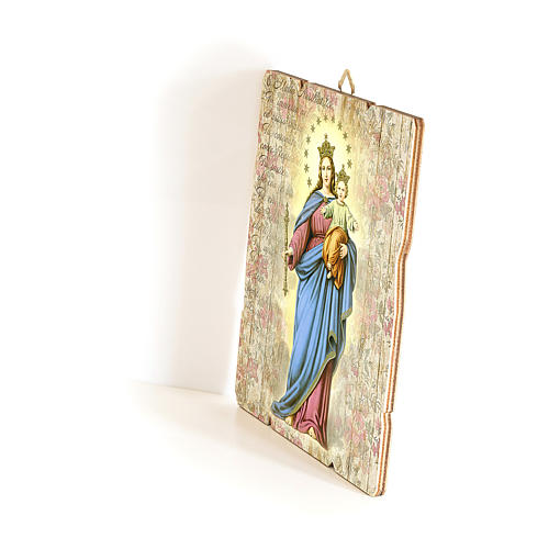 Mary Help of Christians painting in moulded wood with hook on the back 35x30 cm 2