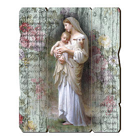 Quadro in Legno Sagomato gancio retro Madonna Divina Innocenza 35x30
