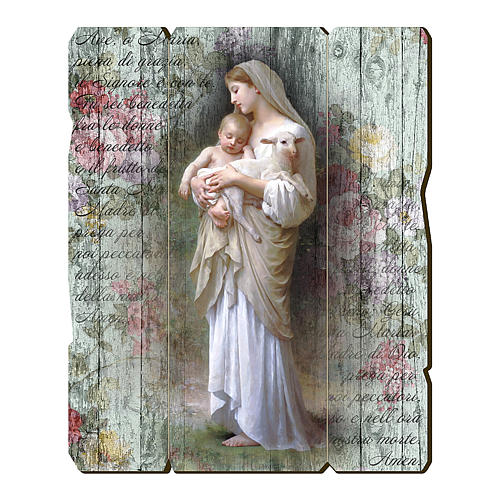 Our Lady of Divine Innocence painting in moulded wood with hook on the back 35x30 cm 1