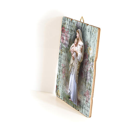 Our Lady of Divine Innocence painting in moulded wood with hook on the back 35x30 cm 2