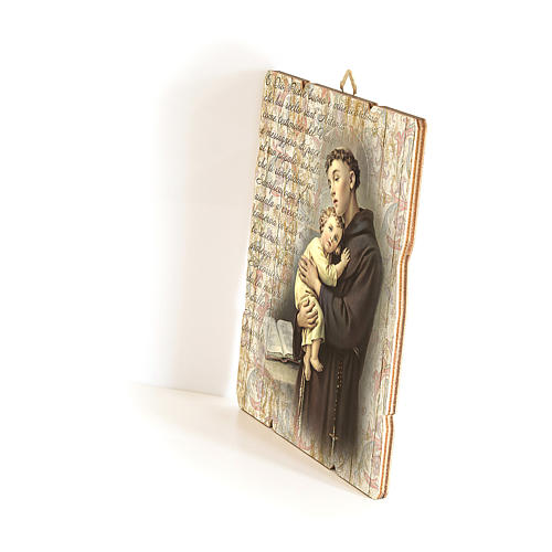 Cadre en bois profilé crochet arrière St Antoine de Padoue 35x30 cm 2