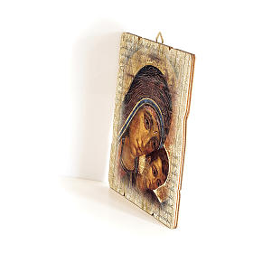 Cadre en bois profilé crochet arrière icône Vierge de Kiko 35x30 cm