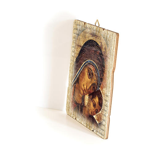 Obraz z drewna zawieszka z tyłu Madonna z Kiko 35x30 2