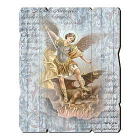 Saint Archangel Micheal painting in moulded wood with hook on the back 35x30 cm