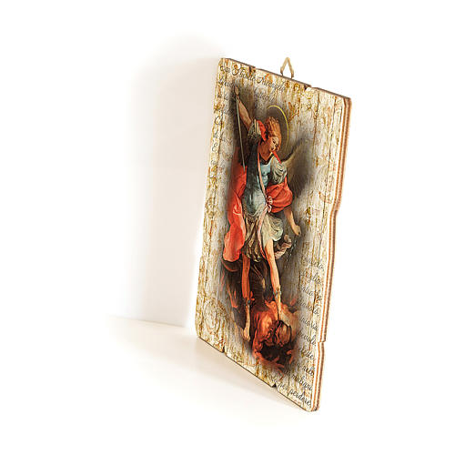 Saint Archangel Micheal painting in moulded wood with hook on the back 35x30 cm 5