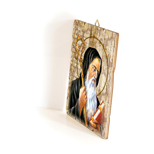 Saint Benedict painting in moulded wood with hook on the back 35x30 cm 2