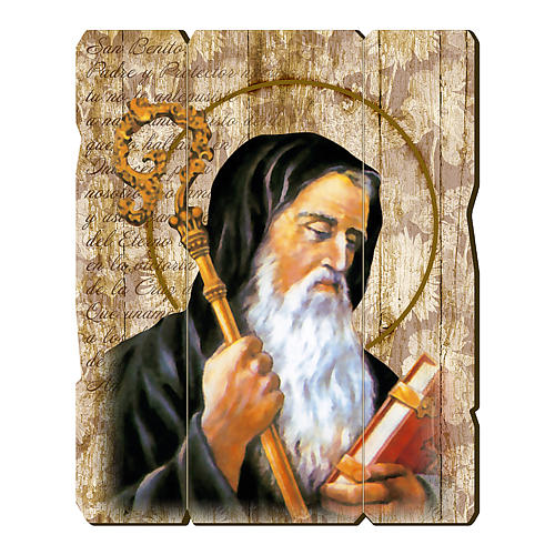 Saint Benedict painting in moulded wood with hook on the back 35x30 cm 1