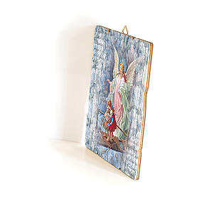 Guardian Angel painting on wood with hook on the back 35x30 cm
