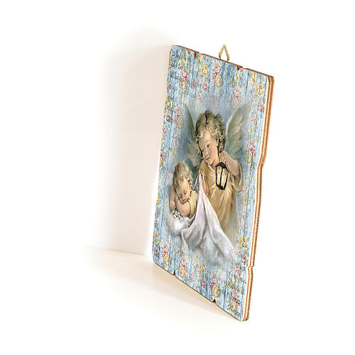 Bild aus Holz retro Schutzengel mit Laterne, 35x30 cm 2