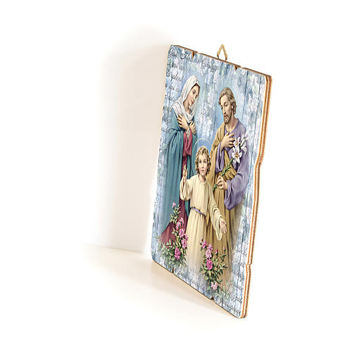 The Holy Family painting in moulded wood with hook on the back 35x30 cm 2