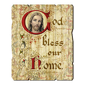 Bild aus Holz retro God Bless Our Home, 35x30 cm