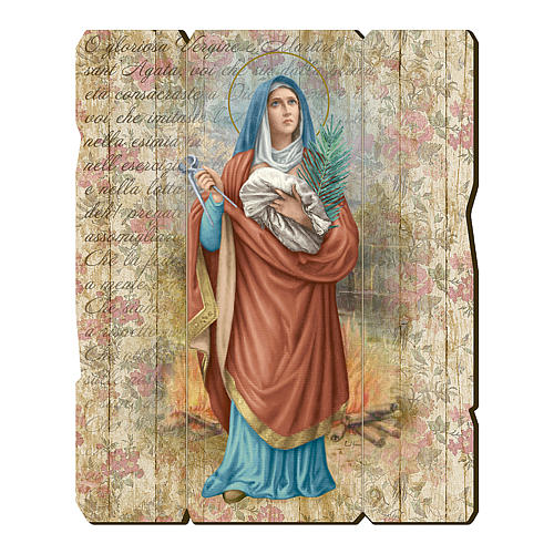 Saint Agatha painting in moulded wood with hook on the back 35x30 cm 1