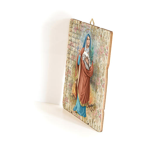 Saint Agatha painting in moulded wood with hook on the back 35x30 cm 2