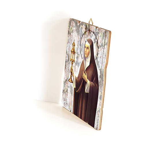 Obraz z drewna zawieszka z tyłu święta Klara 35x30 2