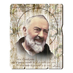 Bild aus Holz retro Pater Pio, 35x30 cm
