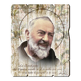 Saint Pio painting in moulded wood with hook on the back 35x30 cm