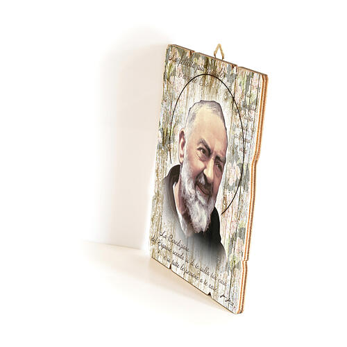Quadro em madeira moldada gancho no verso Padre Pio de Pietrelcina 35x30 cm 2