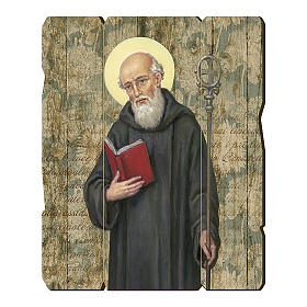 Saint Benedict painting on wood with hook on the back 35x30 cm
