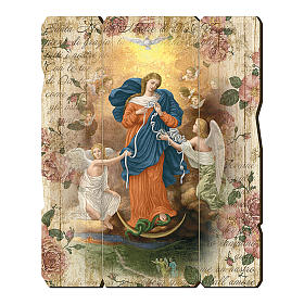 Mary Untire of Knots painting in moulded wood with hook on the back 35x30 cm