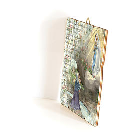 Apparition of Lourdes painting in moulded wood with hook on the back 35x30 cm