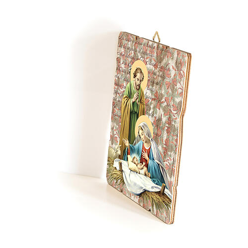 Bild aus Holz retro Heilige Familie Geburt, 35x30 cm 2