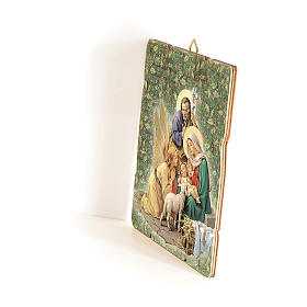 Nativity scene with Angel painting in moulded wood with hook on the back 25x20 cm
