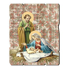 Bild aus Holz retro Heilige Familie Geburt, 25x20 cm