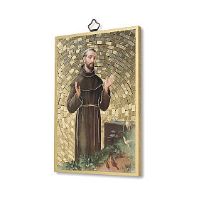 Bedruckte Holzplatte Franz von Assisi und Gebet des Heiligen Franziskus