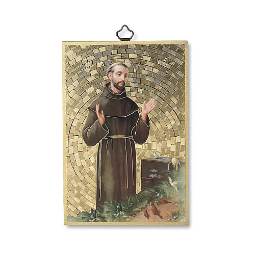 Bedruckte Holzplatte Franz von Assisi und Gebet des Heiligen Franziskus 1