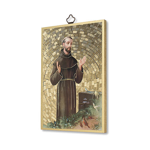 Bedruckte Holzplatte Franz von Assisi und Gebet des Heiligen Franziskus 2