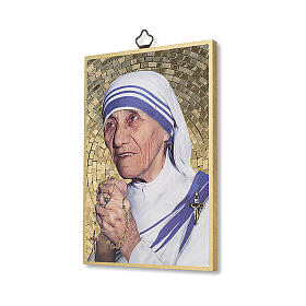 Bedruckte Holzplatte Mutter Teresa und Gebet auf der Rückseite