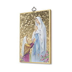 Bedruckte Holzplatte Unsere Liebe Frau von Lourdes mit Gebet auf der Rückseite
