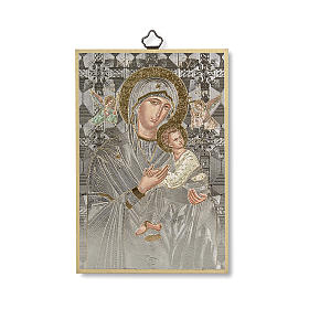Impression sur bois Icône Notre-Dame Perpétuel Secours Prière à la Vierge ITA