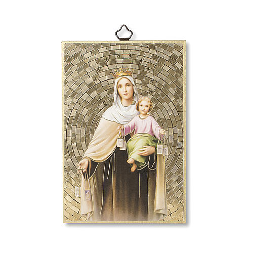 Impreso sobre madera Virgen del Carmen Oración Virgen del Carmen ITA 1